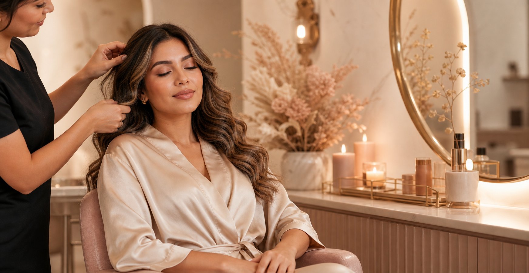 Ritual de belleza en salón cálido